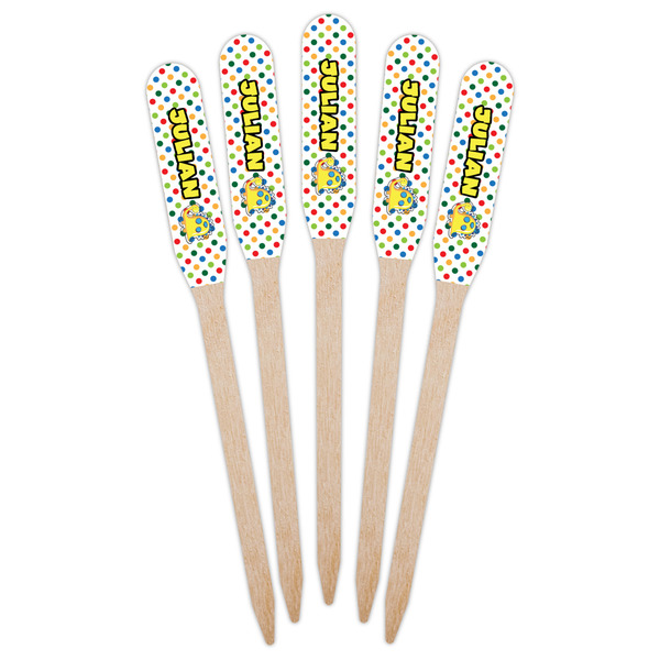 Dots & Dinosaur Wooden Food Pick - Paddle - Fan View