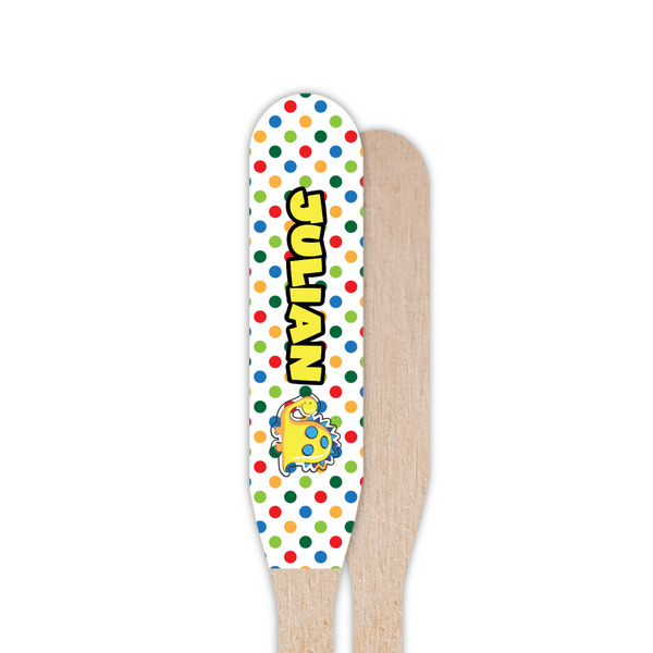 Dots & Dinosaur Wooden Food Pick - Paddle - Single Sided - Front & Back