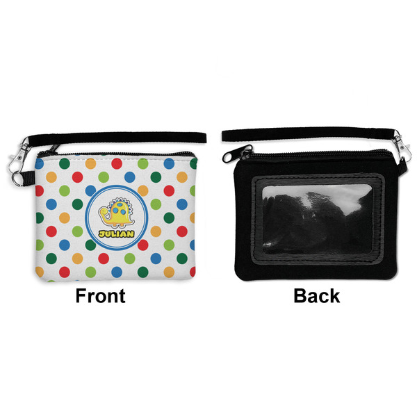 Dots & Dinosaur Wristlet ID Cases - Front & Back