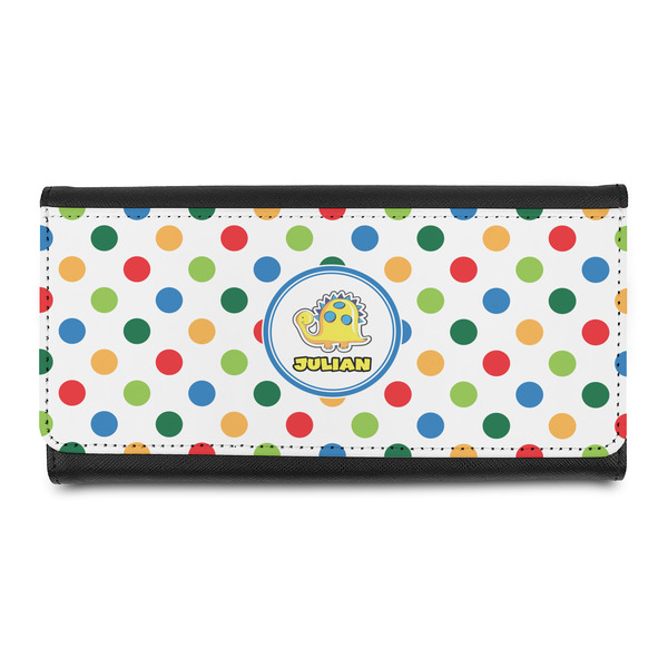 Custom Dots & Dinosaur Leatherette Ladies Wallet (Personalized)