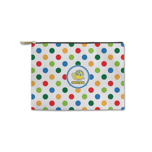 Custom Dots & Dinosaur Zipper Pouch - Small - 8.5"x6" (Personalized)