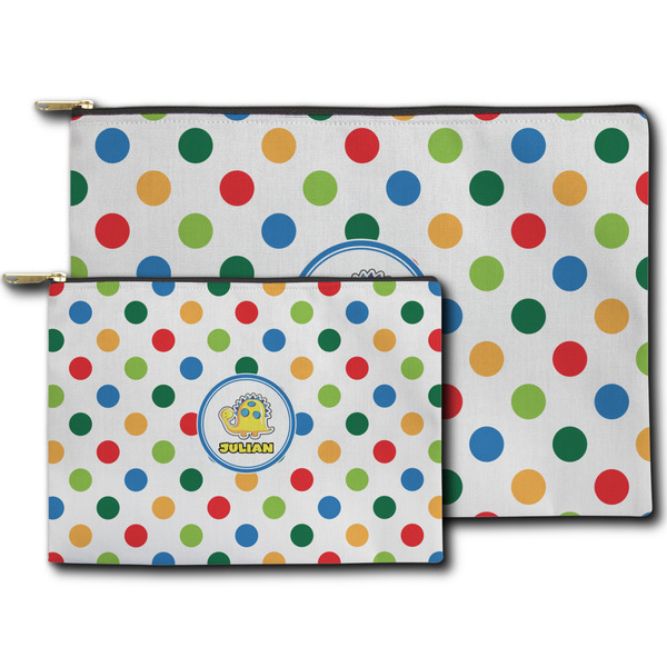 Dots & Dinosaur Zippered Pouches - Size Comparison