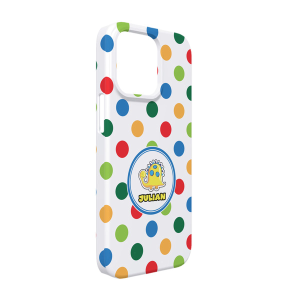 Custom Dots & Dinosaur iPhone Case - Plastic - iPhone 13 Pro (Personalized)
