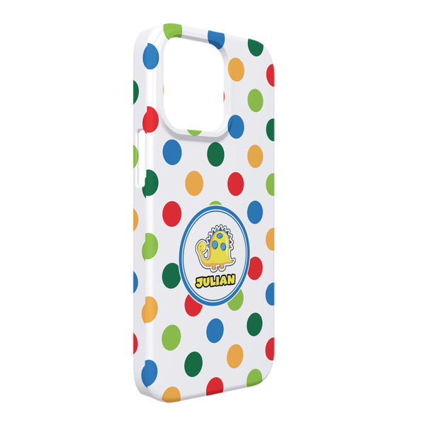Custom Dots & Dinosaur iPhone Case - Plastic - iPhone 13 Pro Max (Personalized)