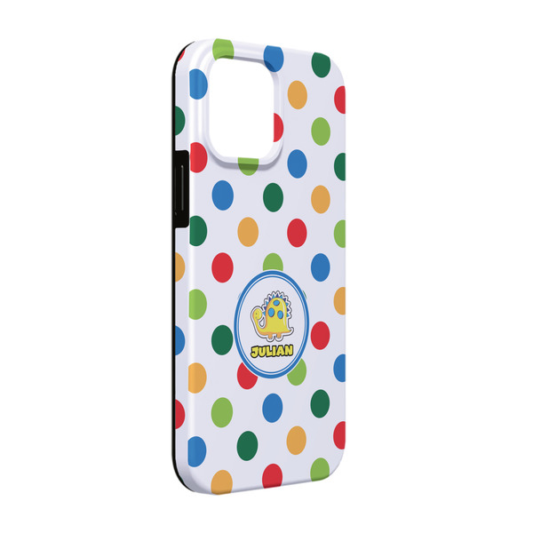 Custom Dots & Dinosaur iPhone Case - Rubber Lined - iPhone 13 Pro (Personalized)