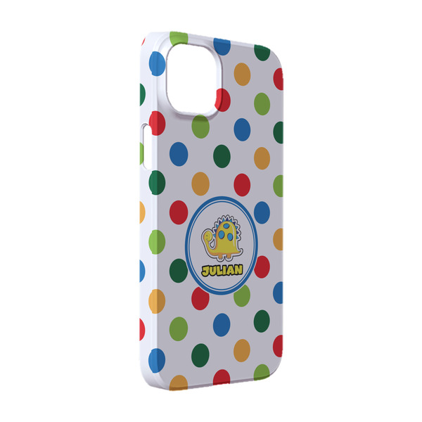 Custom Dots & Dinosaur iPhone Case - Plastic - iPhone 14 (Personalized)