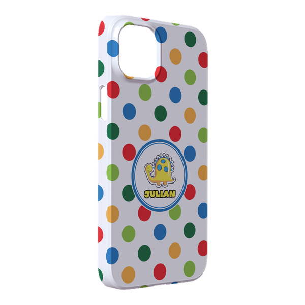 Custom Dots & Dinosaur iPhone Case - Plastic - iPhone 14 Plus (Personalized)