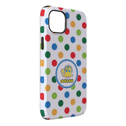 Dots & Dinosaur iPhone Case - Rubber Lined - iPhone 14 Plus (Personalized)
