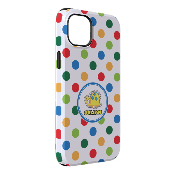 Custom Dots & Dinosaur iPhone Case - Rubber Lined - iPhone 14 Plus (Personalized)