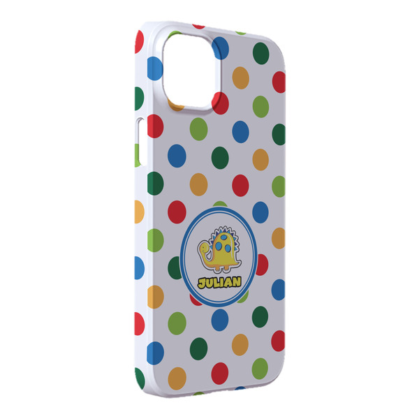 Custom Dots & Dinosaur iPhone Case - Plastic - iPhone 14 Pro Max (Personalized)