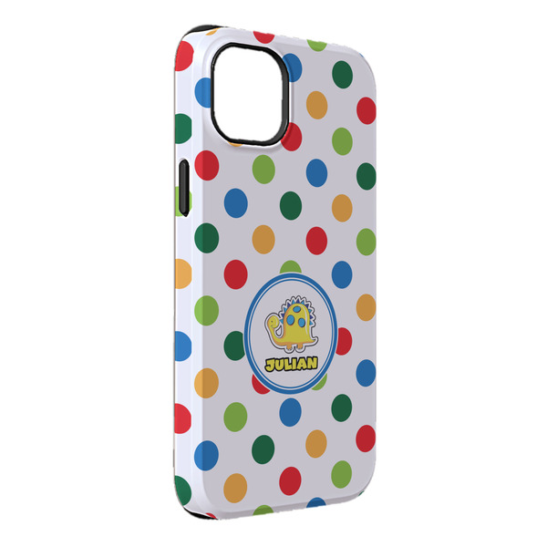 Custom Dots & Dinosaur iPhone Case - Rubber Lined - iPhone 14 Pro Max (Personalized)