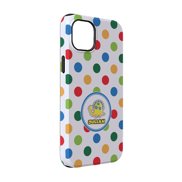 Custom Dots & Dinosaur iPhone Case - Rubber Lined - iPhone 14 Pro (Personalized)