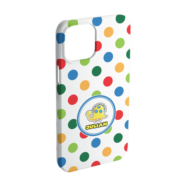 Custom Dots & Dinosaur iPhone Case - Plastic - iPhone 15 Pro (Personalized)