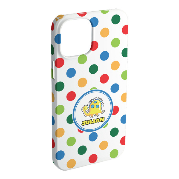 Custom Dots & Dinosaur iPhone Case - Plastic - iPhone 15 Pro Max (Personalized)