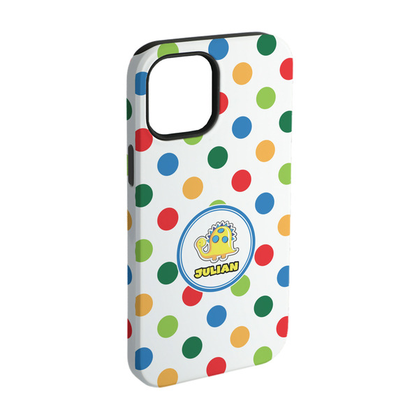 Custom Dots & Dinosaur iPhone Case - Rubber Lined - iPhone 15 (Personalized)