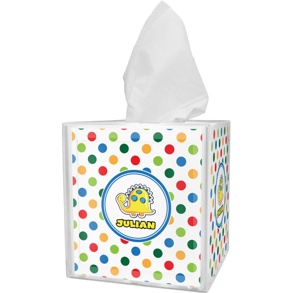 Personalized Tissue Box - Dots & Dinosaur