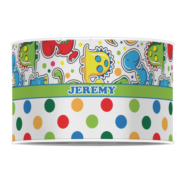 Dinosaur Print & Dots 12" Drum Lampshade - FRONT (Poly Film)