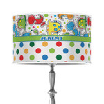 Dinosaur Print & Dots 12" Drum Lamp Shade - Poly-film (Personalized)
