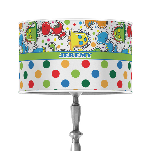 Custom Dinosaur Print & Dots 12" Drum Lamp Shade - Poly-film (Personalized)