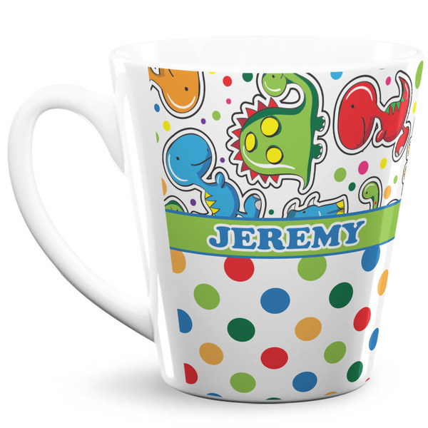 Custom Dinosaur Print & Dots 12 Oz Latte Mug (Personalized)