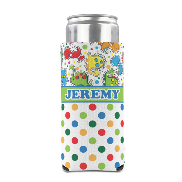 Dinosaur Print & Dots 12oz Tall Can Sleeve - FRONT (on can)
