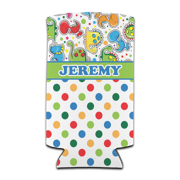 Custom Dinosaur Print & Dots Can Cooler (tall 12 oz) (Personalized)