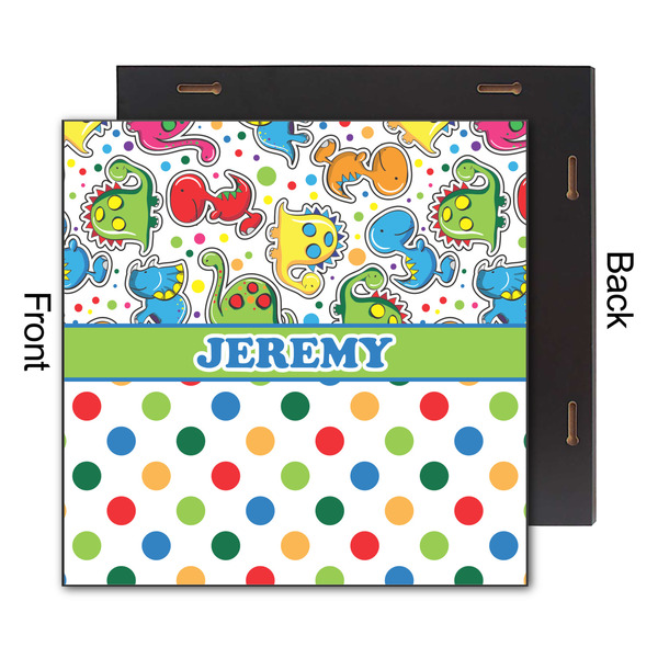 Dinosaur Print & Dots 12x12 Wood Print - Front & Back View