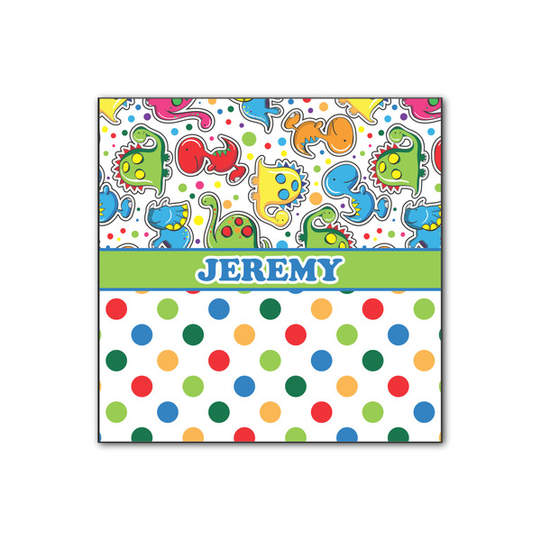 Custom Dinosaur Print & Dots Wood Print - 12x12 (Personalized)