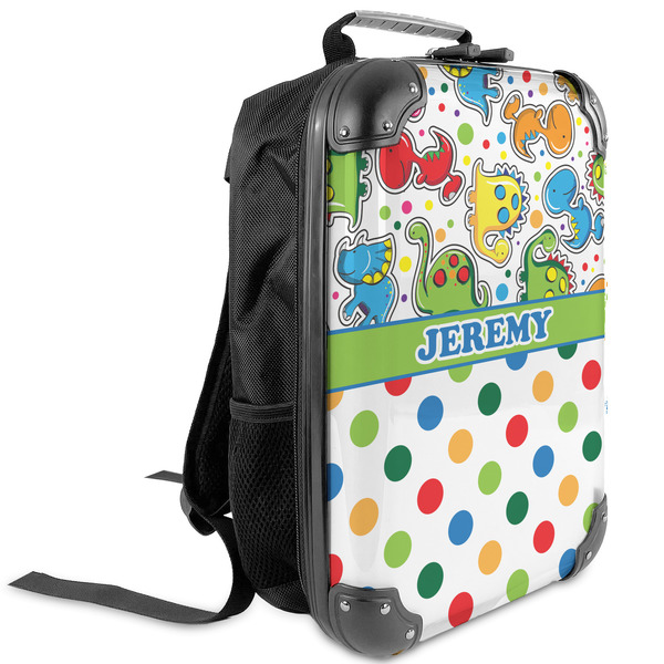 Custom Dinosaur Print & Dots Kids Hard Shell Backpack (Personalized)