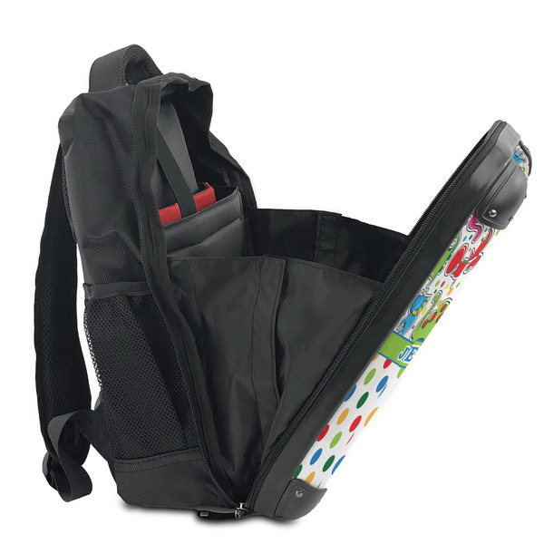 Dinosaur Print & Dots 15" Backpack - SIDE OPEN