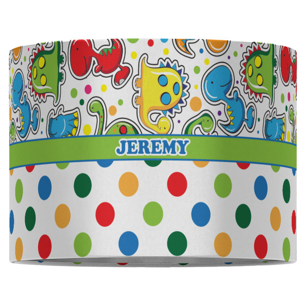 Dinosaur Print & Dots 16" Drum Lampshade - FRONT (Fabric)