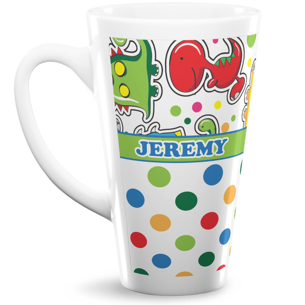 Custom Dinosaur Print & Dots Latte Mug (Personalized)
