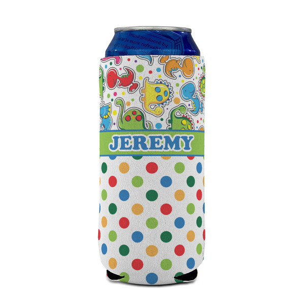 Dinosaur Print & Dots 16oz Can Sleeve - FRONT (on can)