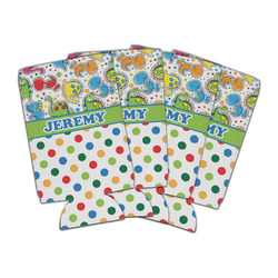 Dinosaur Print & Dots Can Cooler (16 oz) - Set of 4 (Personalized)