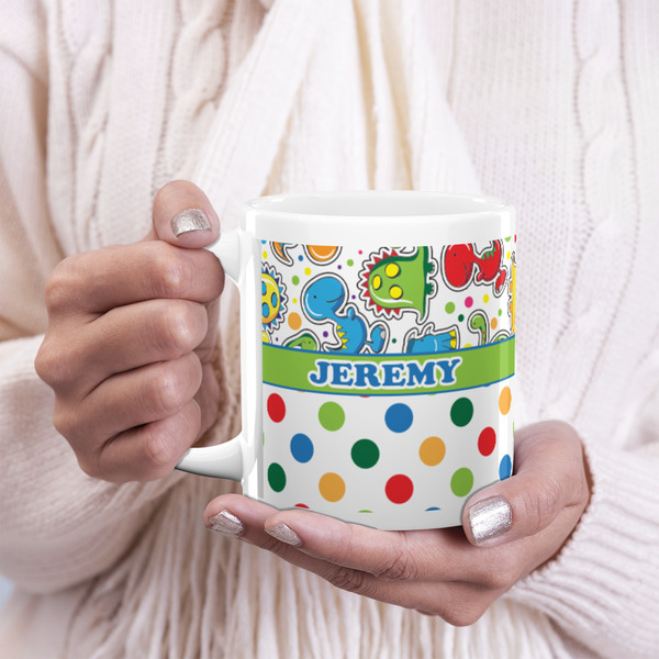 Dinosaur Print & Dots 20oz Coffee Mug - LIFESTYLE