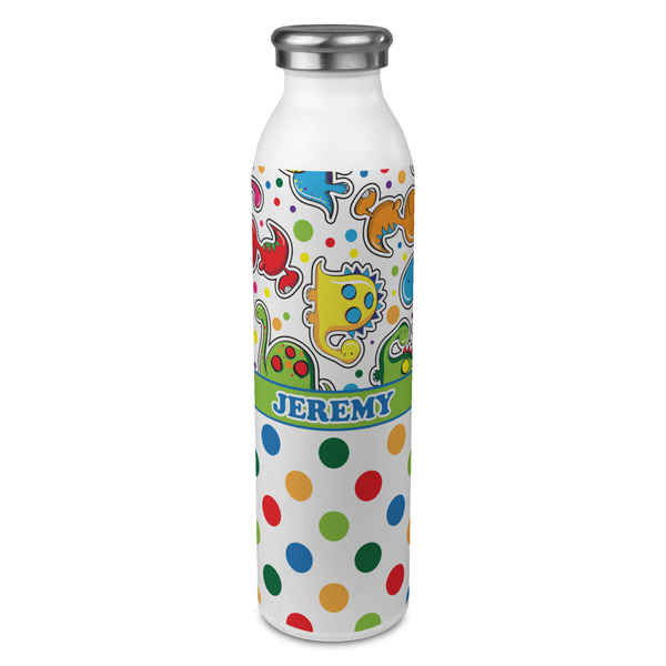 Custom Dinosaur Print & Dots 20oz Stainless Steel Water Bottle - Full Print (Personalized)