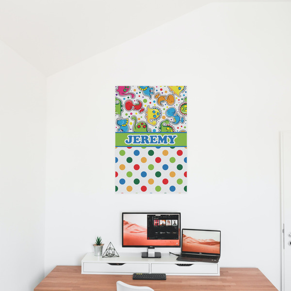 Dinosaur Print & Dots 20x30 - Matte Poster - On the Wall