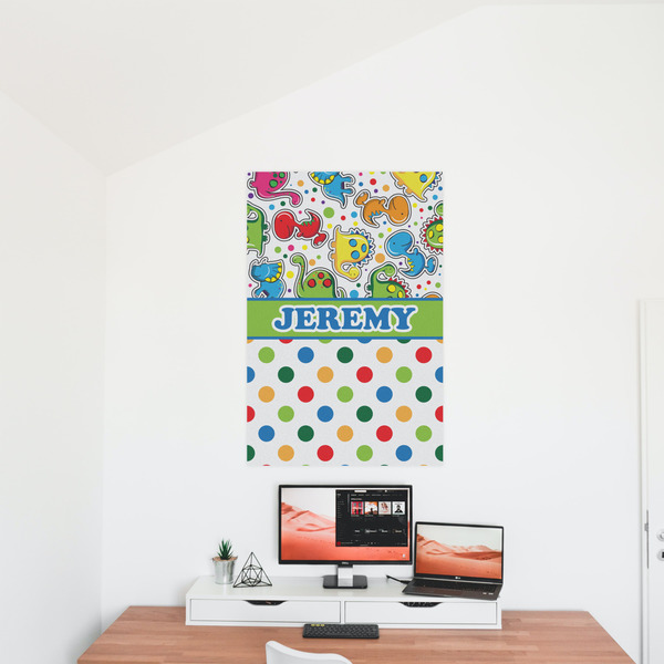 Dinosaur Print & Dots 24x36 - Matte Poster - On the Wall
