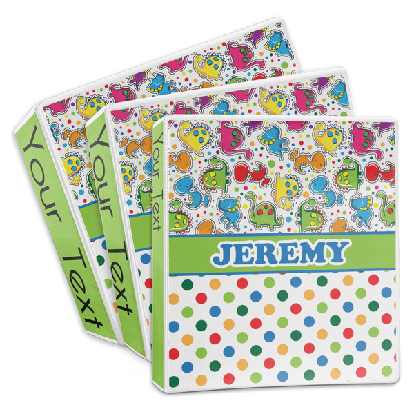 Custom Dinosaur Print & Dots 3-Ring Binder (Personalized)
