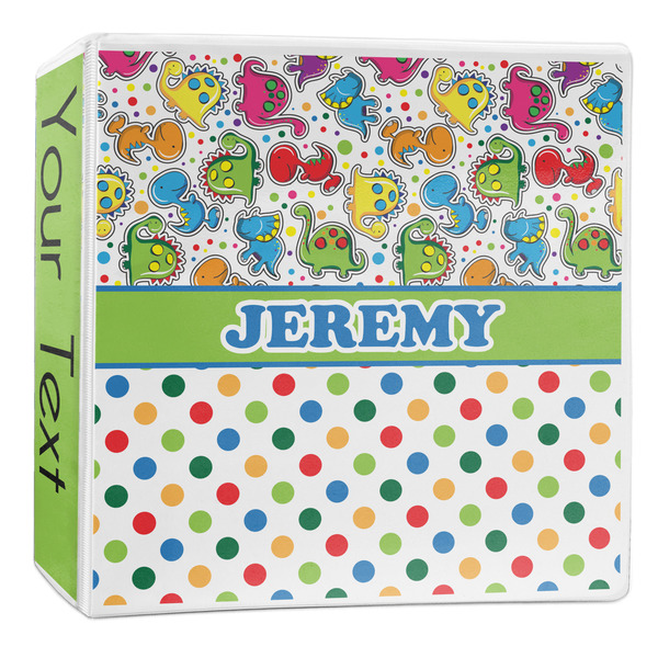 Custom Dinosaur Print & Dots 3-Ring Binder - 2 inch (Personalized)