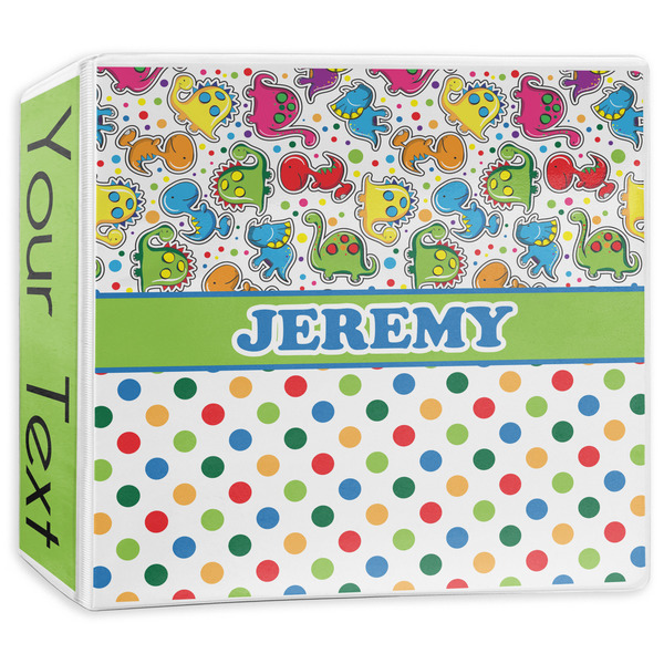 Custom Dinosaur Print & Dots 3-Ring Binder - 3 inch (Personalized)