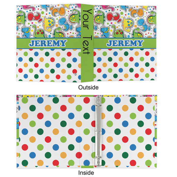 Dinosaur Print & Dots 3 Ring Binders - Full Wrap - 1" - APPROVAL