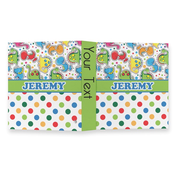 Dinosaur Print & Dots 3 Ring Binders - Full Wrap - 1" - OPEN OUTSIDE
