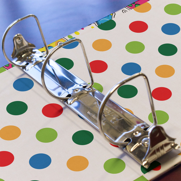 Dinosaur Print & Dots 3 Ring Binders - Full Wrap - 2" - DETAIL
