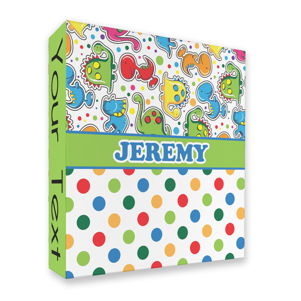 Dinosaur Print & Dots 3 Ring Binders - Full Wrap - 2" - FRONT