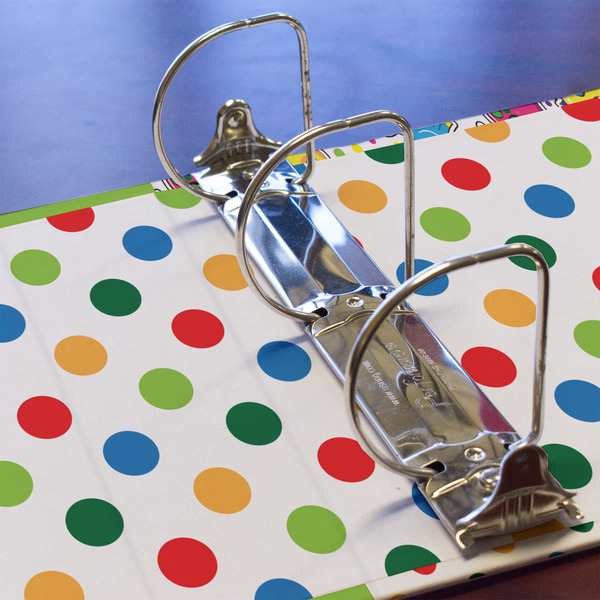 Dinosaur Print & Dots 3 Ring Binders - Full Wrap - 3" - DETAIL