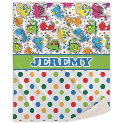 Dinosaur Print & Dots Sherpa Throw Blanket (Personalized)