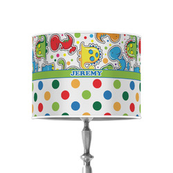 Dinosaur Print & Dots 8" Drum Lamp Shade - Poly-film (Personalized)