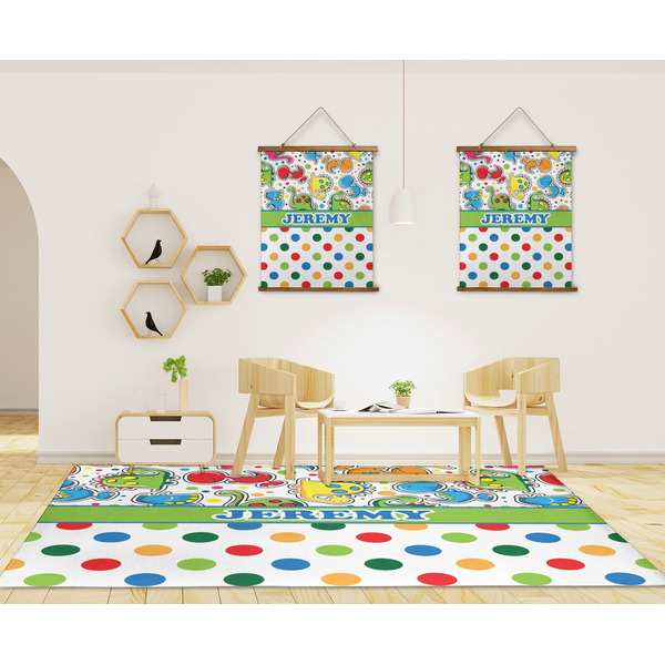 Dinosaur Print & Dots 8'x10' Indoor Area Rugs - IN CONTEXT
