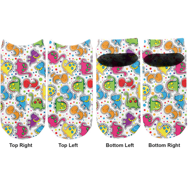Dinosaur Print & Dots Adult Ankle Socks - Double Pair - Front and Back - Apvl